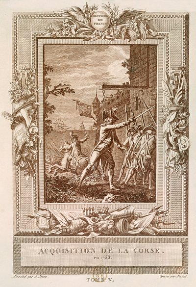 Die Erwerbung Korsikas 1768, graviert von David von Henry Le Jeune